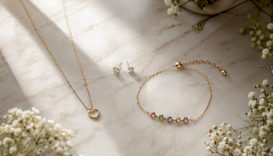 Valentine's jewelry assortment on velvet tray