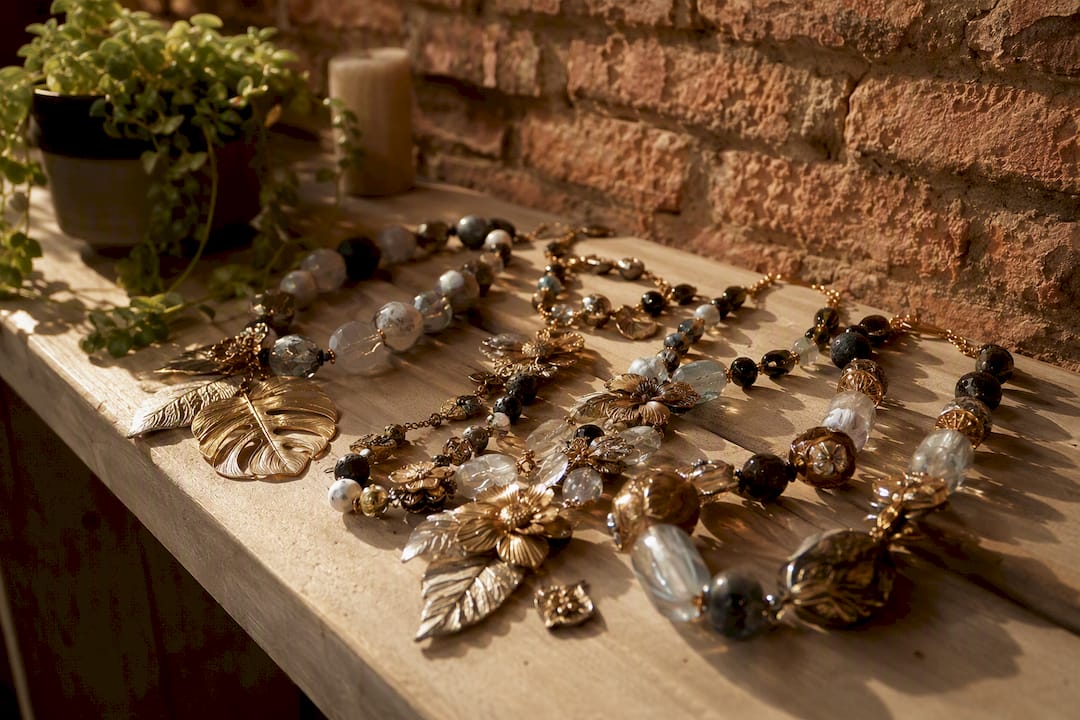 Joyas de gran tamaño inspiradas en el mar, perfectas para lucir sobre una mesa sofisticada.