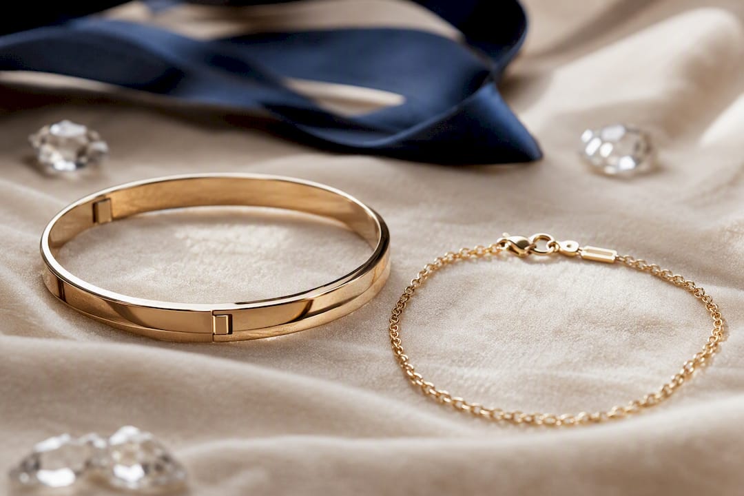 Detalle de pulsera rígida y pulsera con cierre