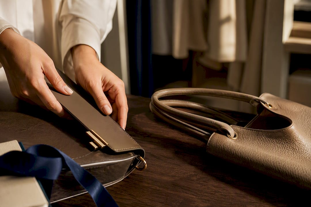 Close-up comparing satchel and tote details