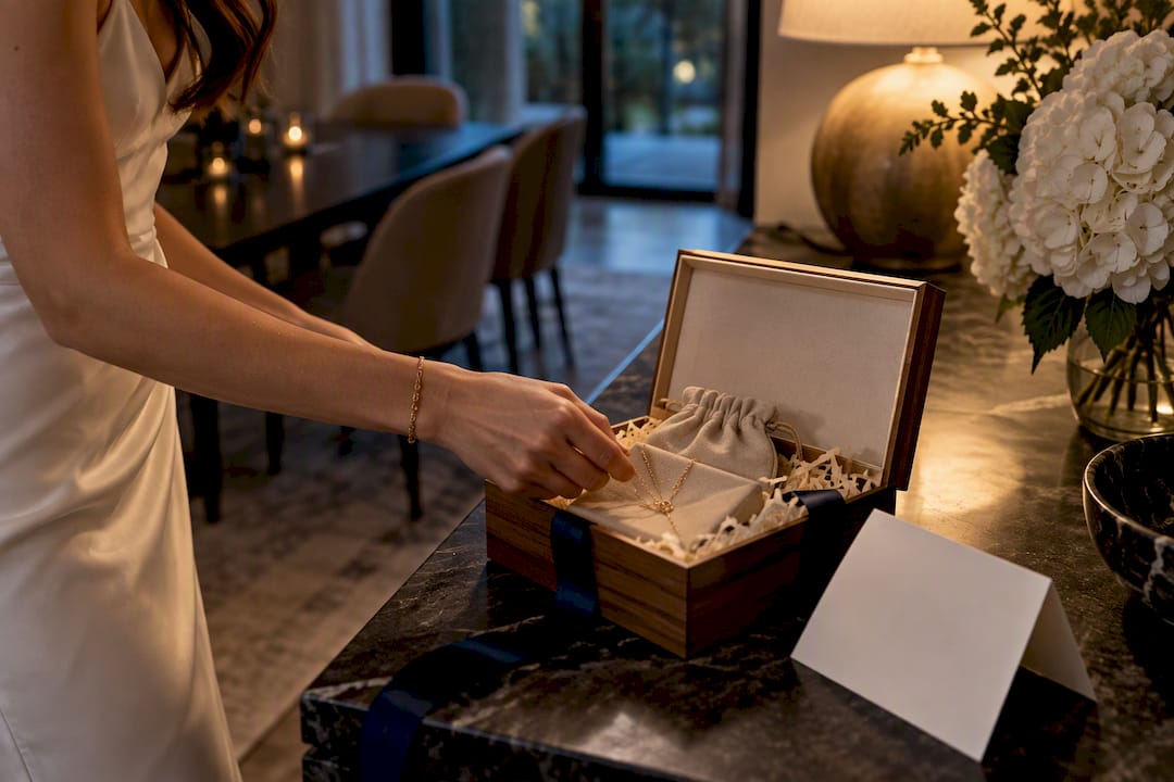 Bridesmaid proposal box with jewelry detail