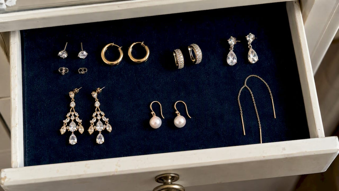 Assorted earrings showing styles and backs