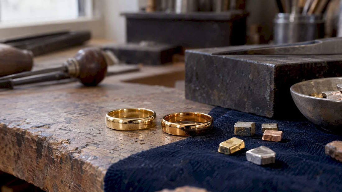 Comparación entre alianzas de oro de 14k y 18k